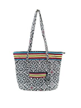 Vera Bradley Tote bag Barcelona 2010 print zipper close interior pockets quilt